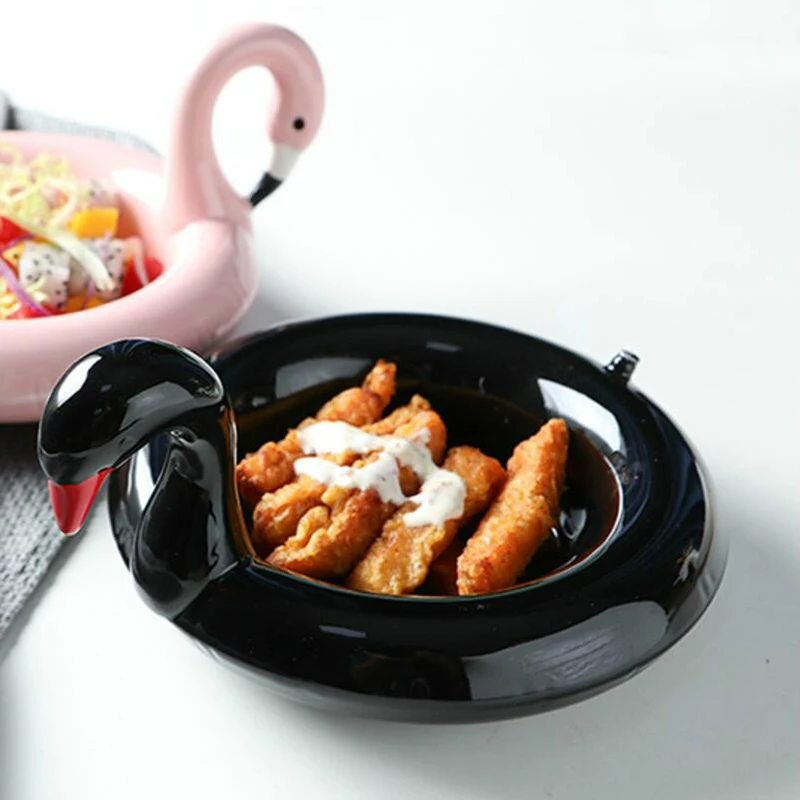 Керамическая десертная миска с розовым фламинго Салатница для фруктового блюда