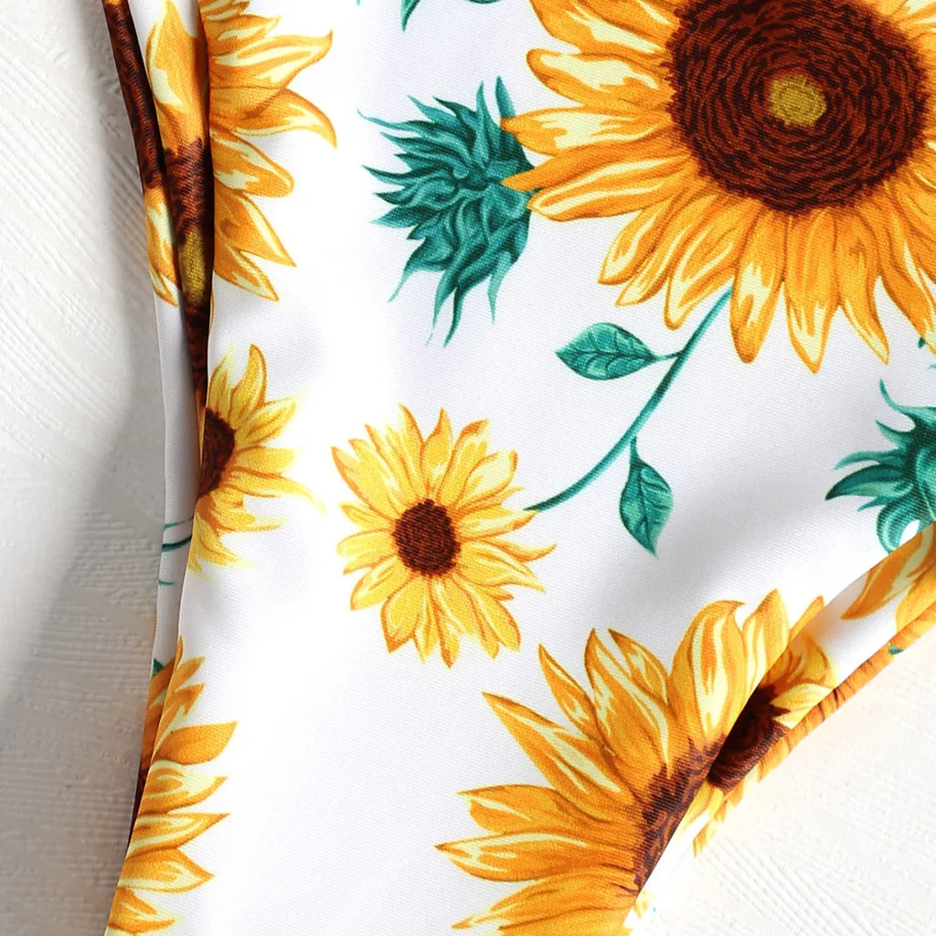 

2020 Sexy Sunflower Print Swimsuit Women Bikini Swimwear Bikini Bathing Bra Beachwear Two Piece Push Up Female Suit Swimwear #45