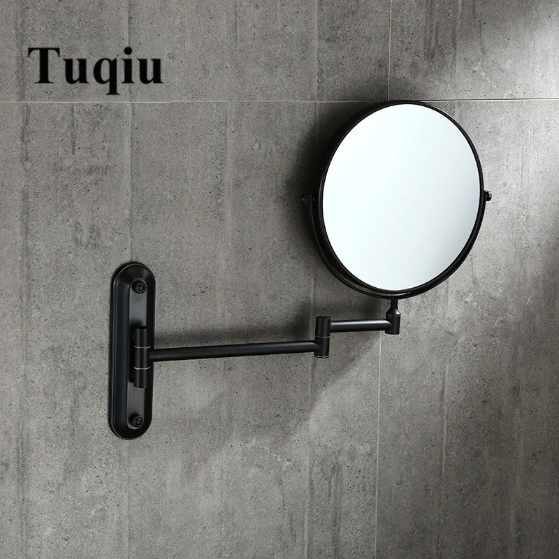 Туалетное зеркало настенное 8 дюймов Латунь 3X/1X увеличительное складное черное