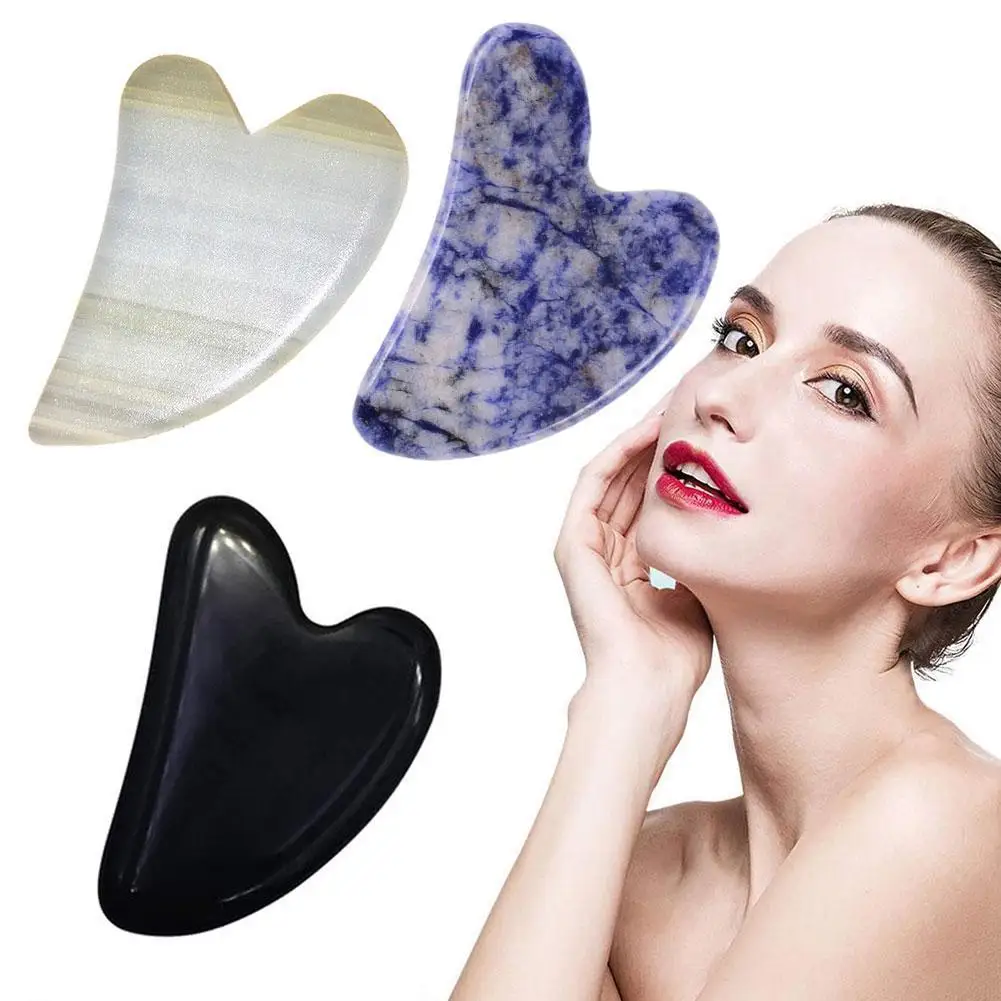 

1Pc Multicolor Natural Jade Facial Beauty Scraping Massage Tools Firm Skin Care Face Gua Sha SPA Physical Therapy Gue Che Roller