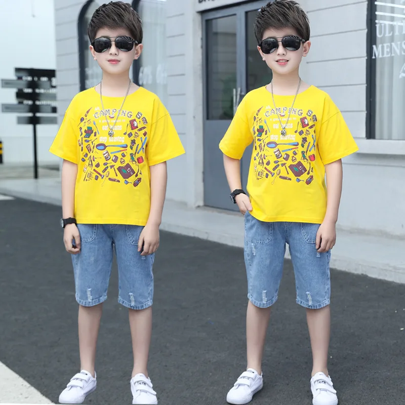 Летняя детская одежда для мальчиков 2020 костюм из 2 предметов с короткими рукавами