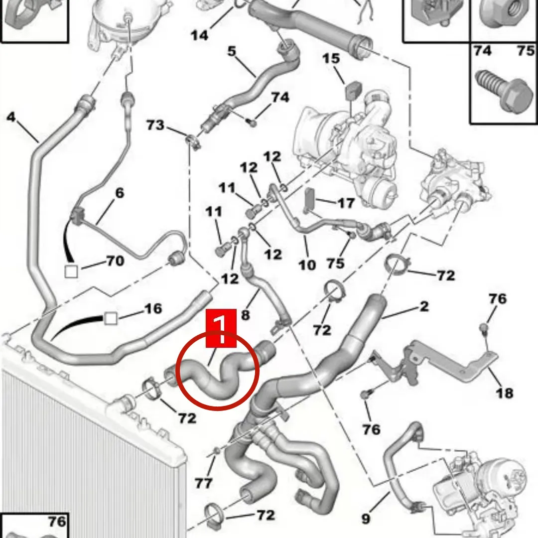 Подходит для Peugeot 3008 308cc 308sw RCZ 408 5008 Citroen DS5 C4 соединение впускной трубы радиатора
