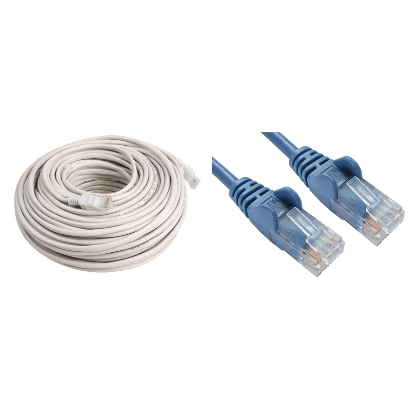 

RJ45 Ethernet Cat5 Network Cable LAN Patch Lead 20m Gray White