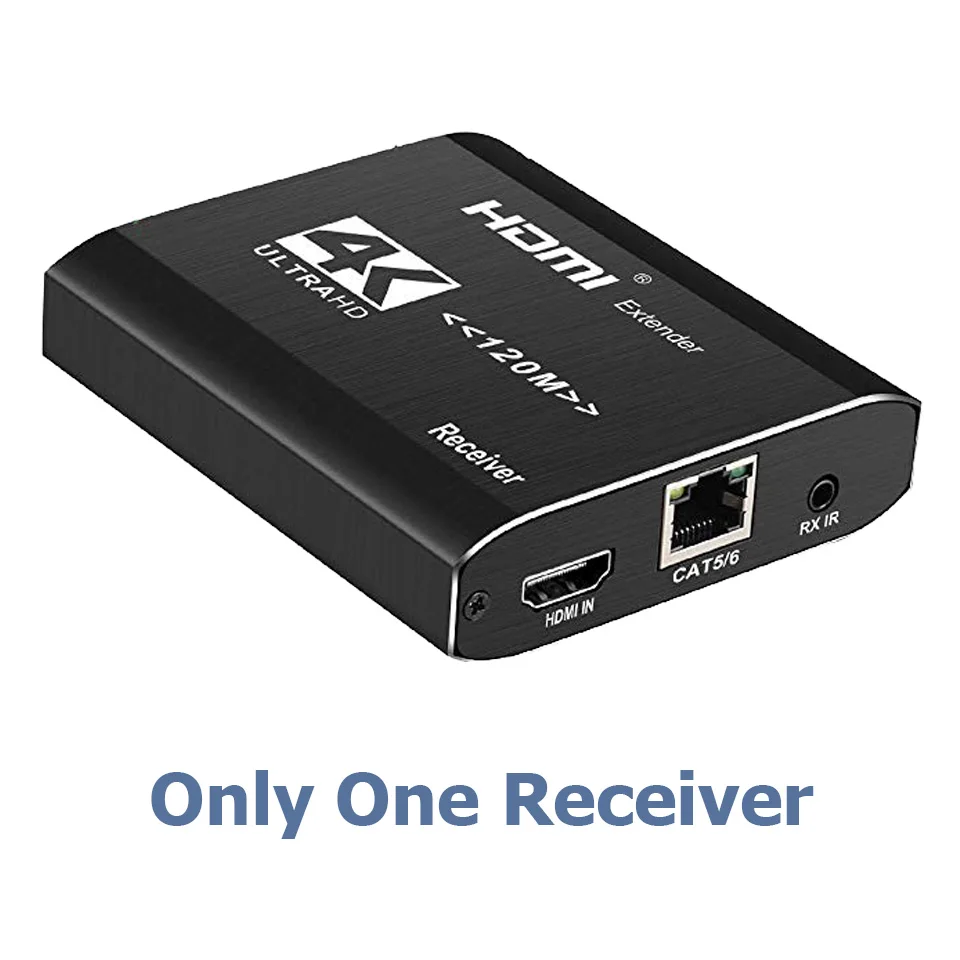 Лучший 4K HDMI усилитель сигнала, передатчик, приёмник по Cat5e/Cat6 RJ45 порта HDMI удлинитель петли 120m HDMI расширитель ИК для PS4 HDTV - Цвет: One RX