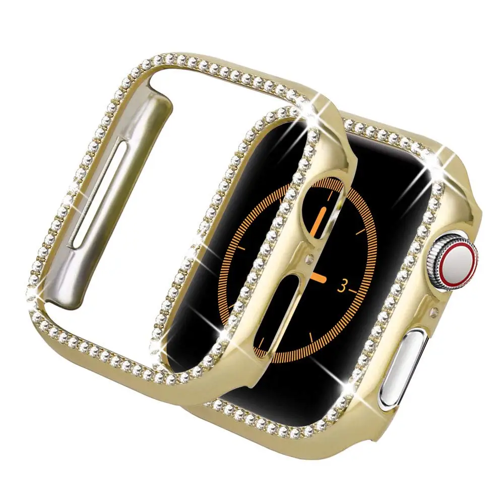 gold Шикарный бампер для Apple watch чехол Apple watch 4 5 44 мм 40 мм 42 мм 38 мм Алмазный протектор чехол iWatch 5 4 3 2 Аксессуары 38 - Цвет: gold