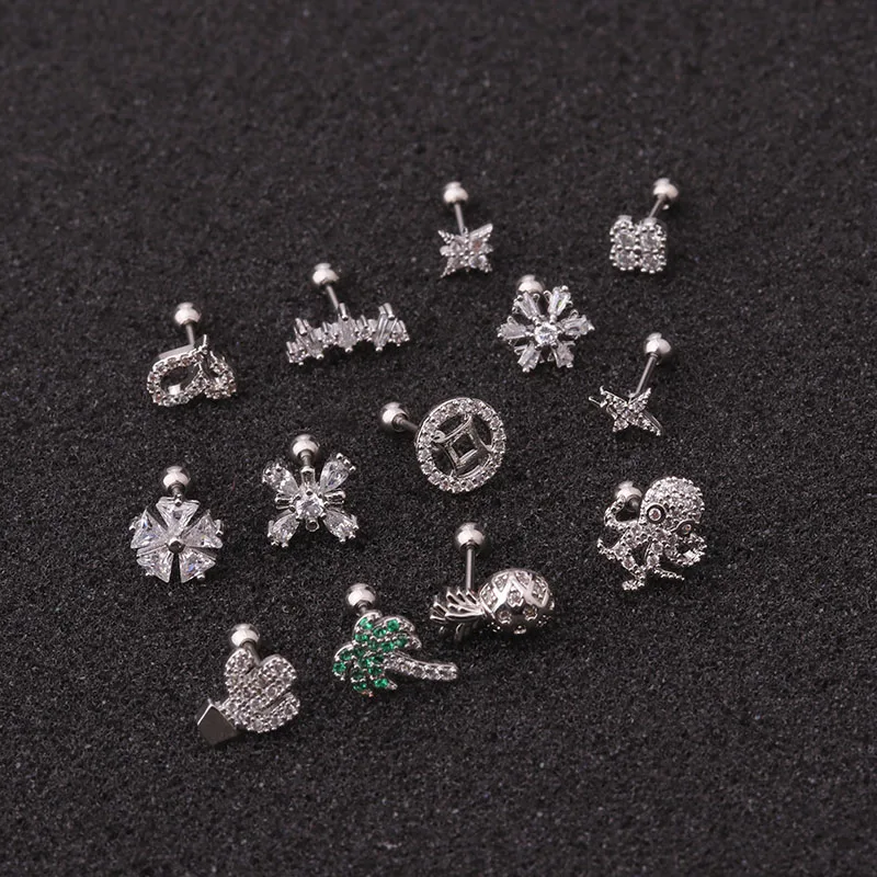 Feelgood 10pcs/lot 20g Stainless Steel Screw Back Stud Cz Ear Cartilage Earring Tragus Helix Conch Rook Piercing Jewelry | Украшения и
