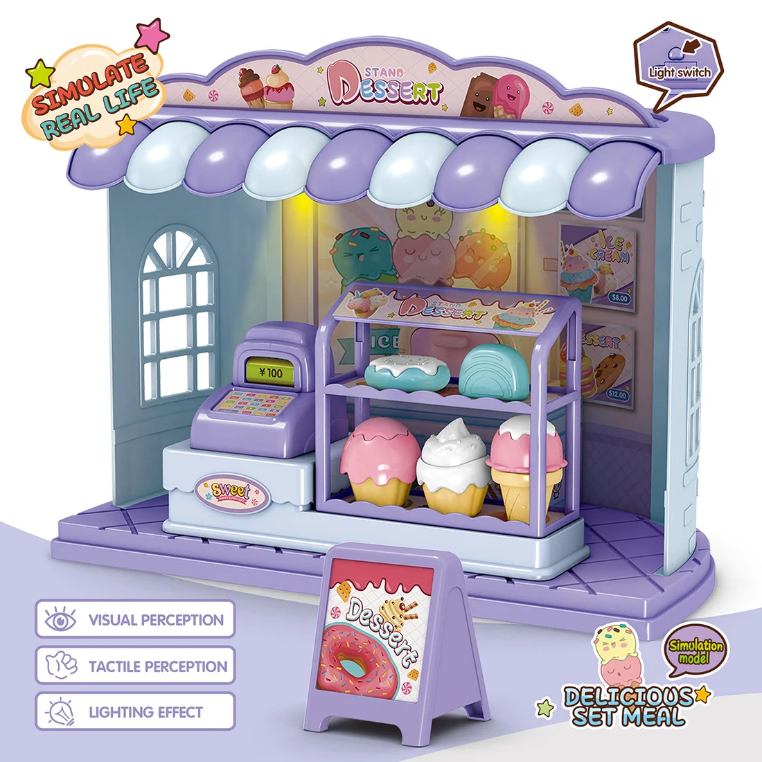 

18Pcs Children Pretend Food Playset Simulation Ice Cream Store Toy Brain Training For Children Educational Toys Birthday Gift