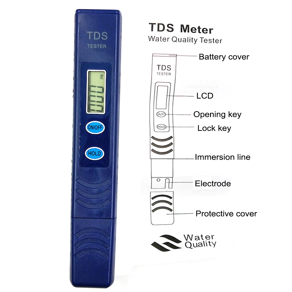 Auto Off Home Water Test Measuring Tool Professional Battery Powered Digital Aid Tester Pen Accurate TDS Meter LCD Display | Инструменты