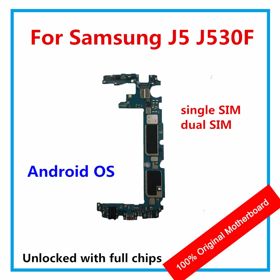 Для Samsung Galaxy J5 J530F оригинальная материнская плата с двумя sim картами 100% ed полным