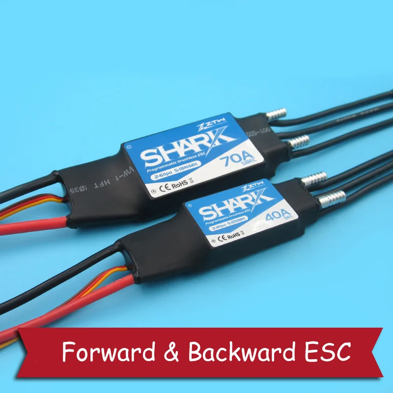 ZTW Shark 30A 40A 50A 60A 70A 80A ESC вперед и назад полный водонепроницаемый водяного охлаждения бесщеточный ESC для DIY RC модели лодок