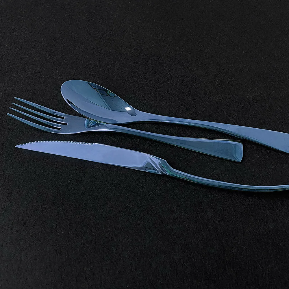 1 шт. набор столовых приборов синего цвета красочных зеркальных 18/10 нержавеющая