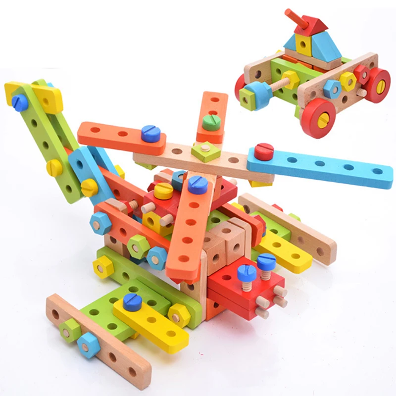 Деревянные разнообразные строительные блоки Детские сборные игрушки для сноса 3