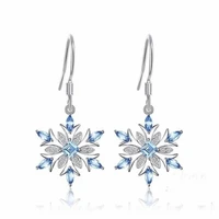 new 925 sterling silver earrings zircon crystal snowflake earrings for women charm jewelry gift