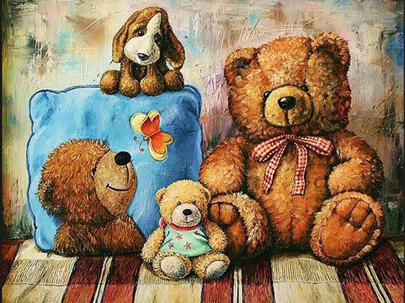 Красный HOMFUN 5D Алмазный Узор страз рукоделие Diy Алмазная Картина Вышивка крестом "Мишка Тедди пейзаж" Алмазная вышивка - Цвет: Красный