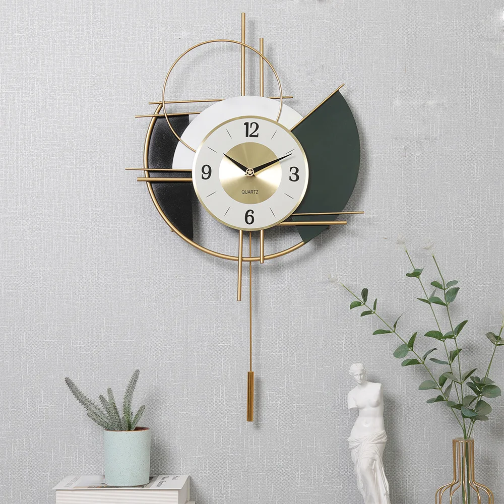 

Guofeng Porch Elegant Decoration Wall Clock New Chinese Swing Creative Clock Modern Living Room Fashion Silent Wall Clock
