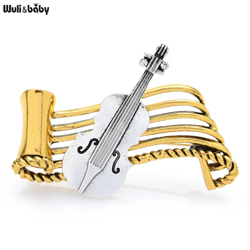 

Wuli&baby Vintage Violin Brooches For Women Men Metal Guitar Instrument Music Tool Brooch Pins Jewelry Gifts