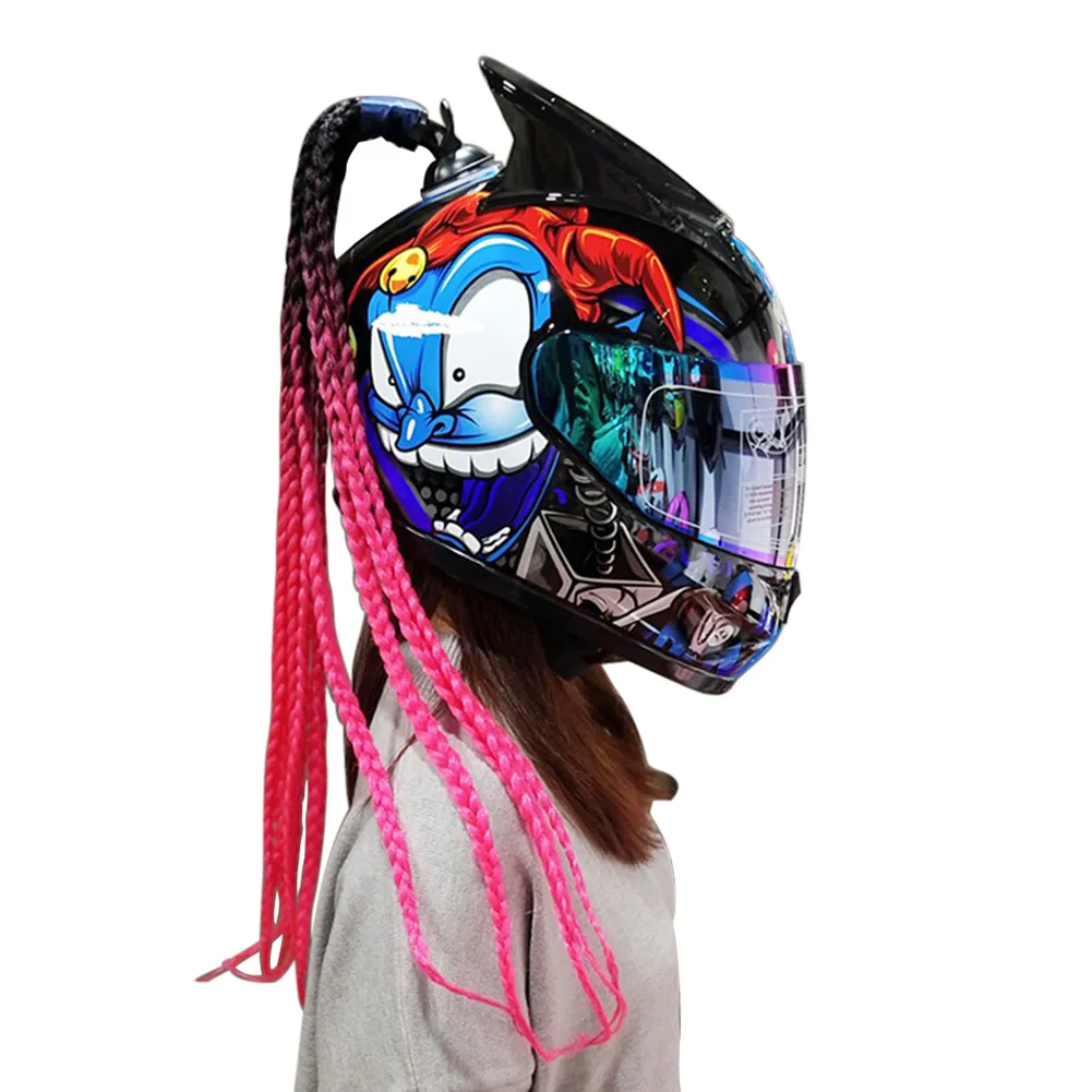 

New Arrival Helmet Braid Motorcycle Motorbike Woman Helmet Braids 24" With Twist Sucker Dual Pigtail Ponytail Braids For Helmet