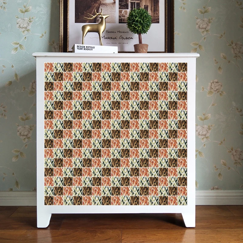 

15pcs 3D Stereo Wall Stickers Self-adhesive Wallpaper Simulation Tile Stickers Kitchen Oil Stickers Waterproof 10x10cm