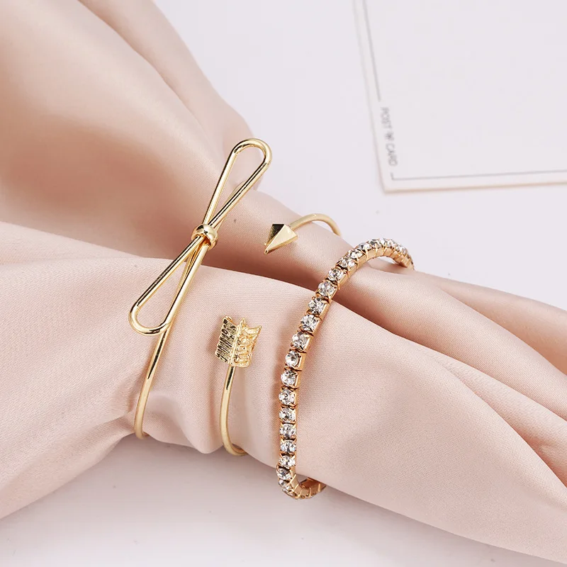 

2018women Christmas ornaments bracelets Bohemian Leaves Knot Round Chain Opening Gold Bracelet Set Women Fashion Apparel Jewelry