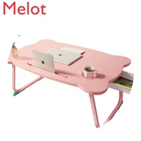 high end luxury pink table bed dormitory student computer desk small folding lazy table bay window bedroom sitting desk