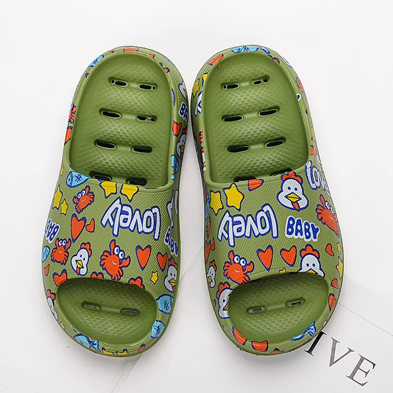 Тапки унисекс для дома и ванной Мягкие Шлепанцы с дырками мультяшный рисунок