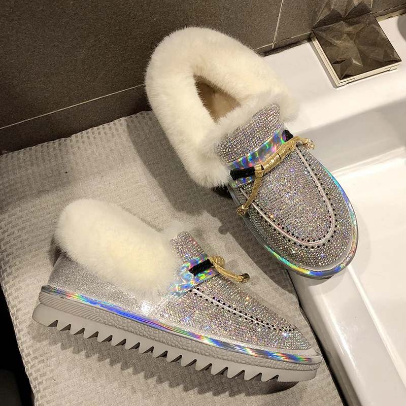 Rimocy/женские зимние сапоги с серебряными кристаллами коллекция 2019 года теплые