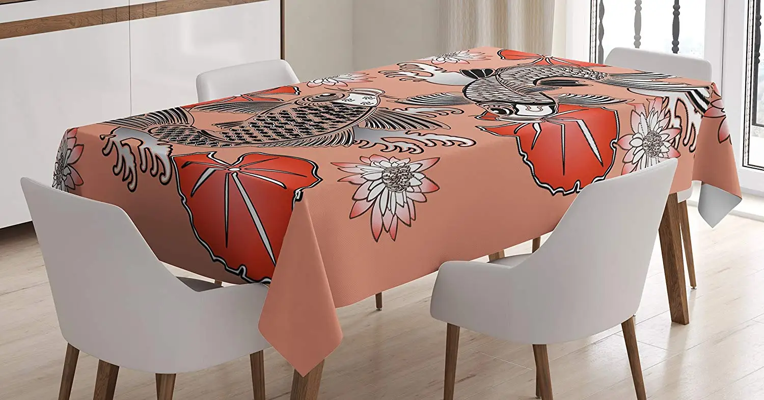 Koi скатерть с рыбкой карп в традиционном японском стиле чернил львинами