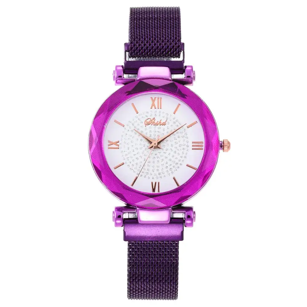 Женские часы розовое золото звездное небо роскошная магнитная сетка горный