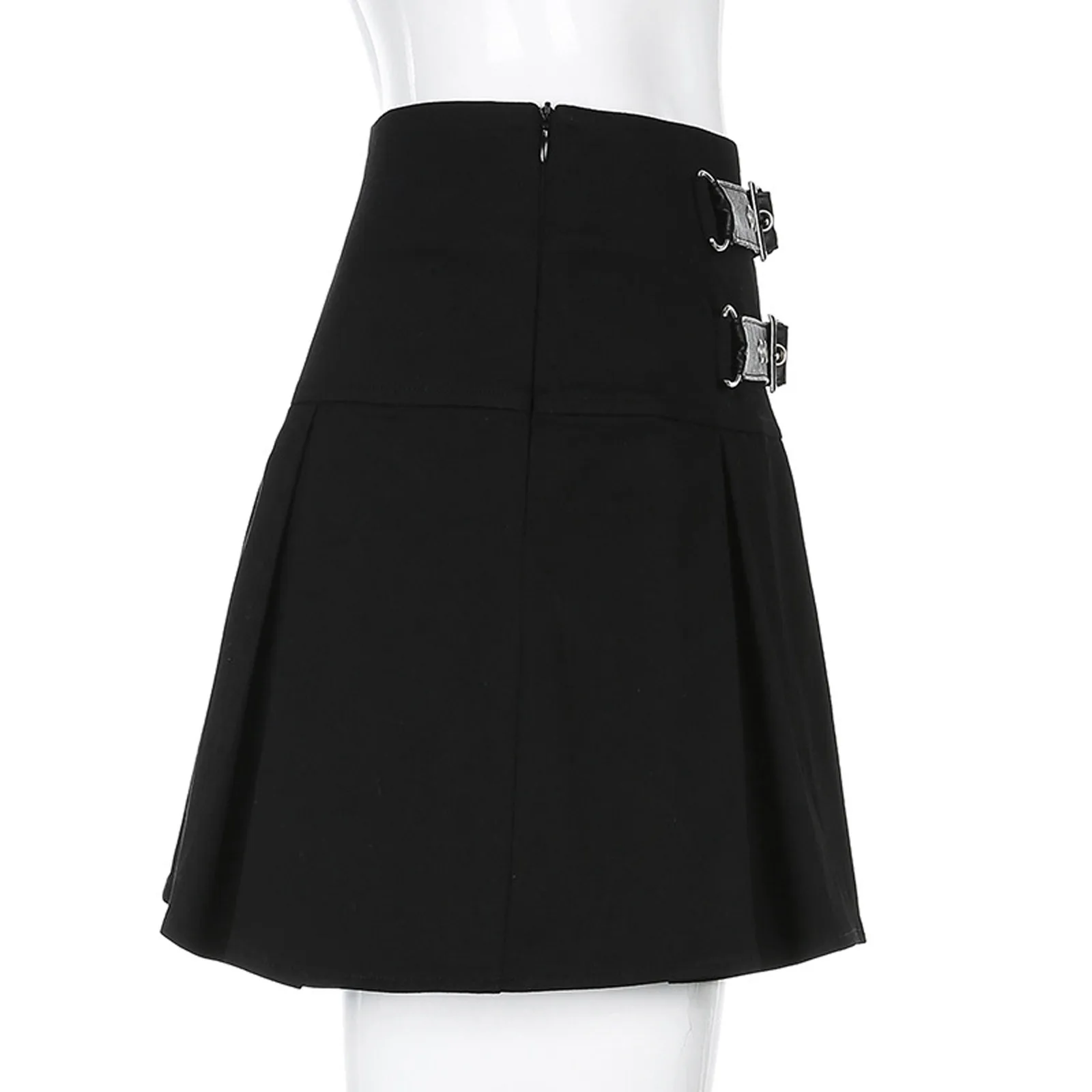 

Fashion Women's Sexy Leather Button Short Skirt Pleated Skirt A-line Skirt Womens Fashion Club Low-waisted Sexy Mini Skirt#g