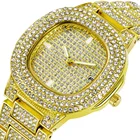 Дропшиппинг лед-и экстравагантные роскошные часы с бриллиантами Для женщин золотого цвета в стиле хип-хоп со льдом часы Для женщин золотые кварцевые часы Нержавеющаясталь