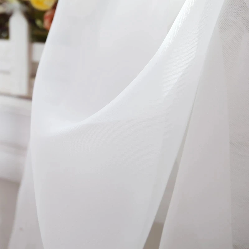 Прозрачная однотонная тюль новинка домашнее украшение Современная вуаль с