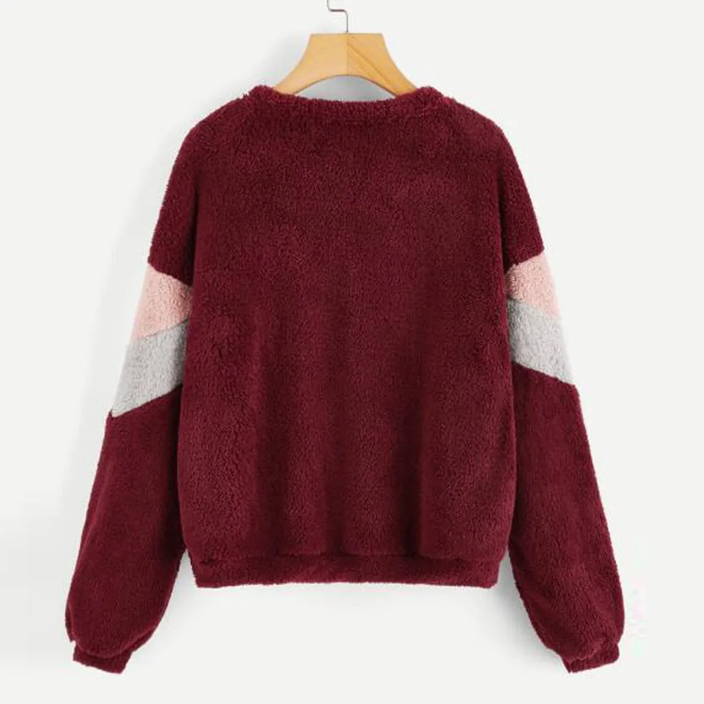 Осенний флисовый укороченный свитер с круглым вырезом для женщин повседневный