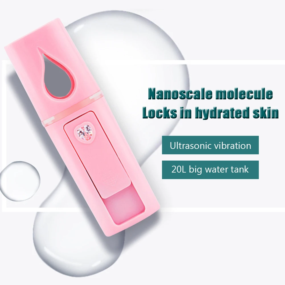 

MOJOYCE Mini Nano Facial Mister with Top Mirror Rechargeable Handy Cool Mist Sprayer Face Humidifier Instrument Spot Cleaner