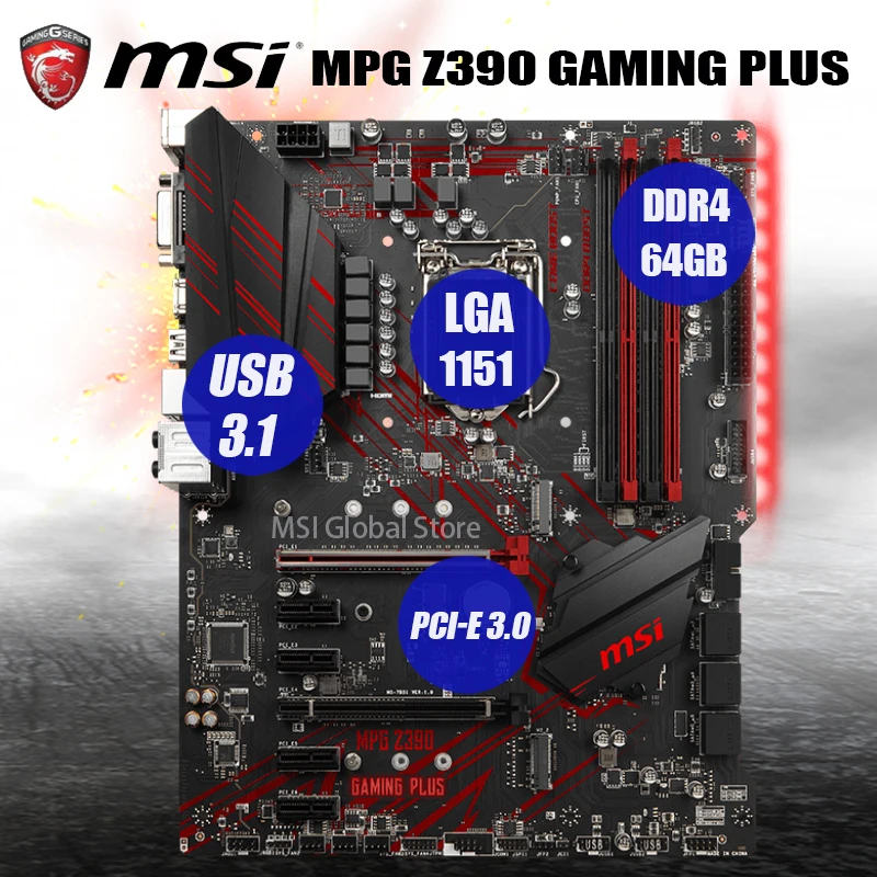 Verkaufen LGA 1151 MSI MPG Z390 GAMING PLUS Motherboard (Intel 8th Und 9th Gen) I9 I7 I5 I3 DDR4 4400MHz 64GB DDR4 PCI-E 3,0 M.2 DVI ATX