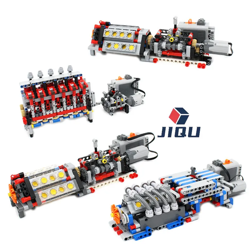 MOC высокотехнологичный 6 8 16 цилиндровый двигатель V6 V8 V16 двигатель 6 скоростей коробка передач строительные блоки наборы детские игрушки «сделай сам» MOC автомобилей