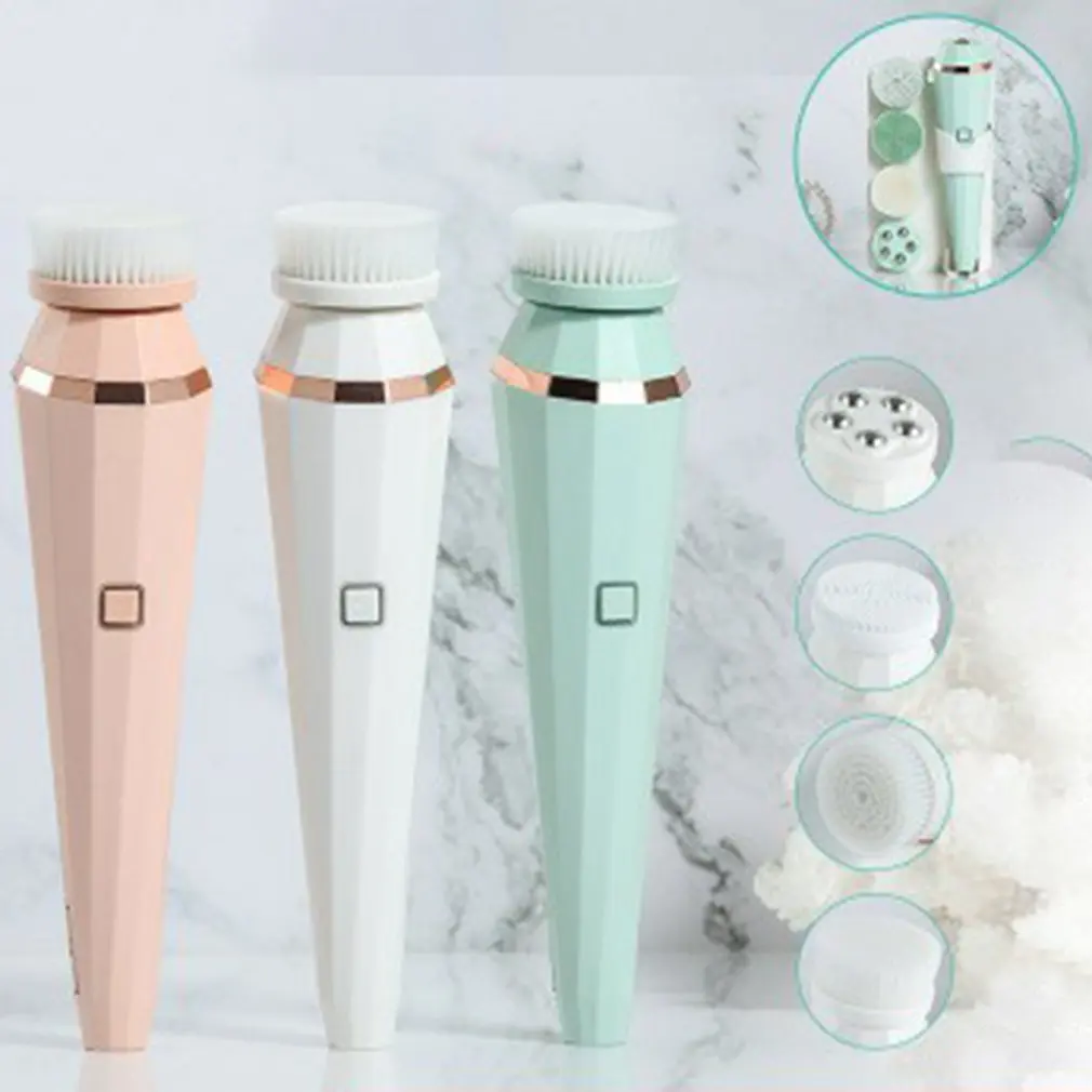 

4 In 1 Electric Cleansing Brush Ultrasonic Cleansing Waterproof Instrument Multi-head Change 3 Working Modes