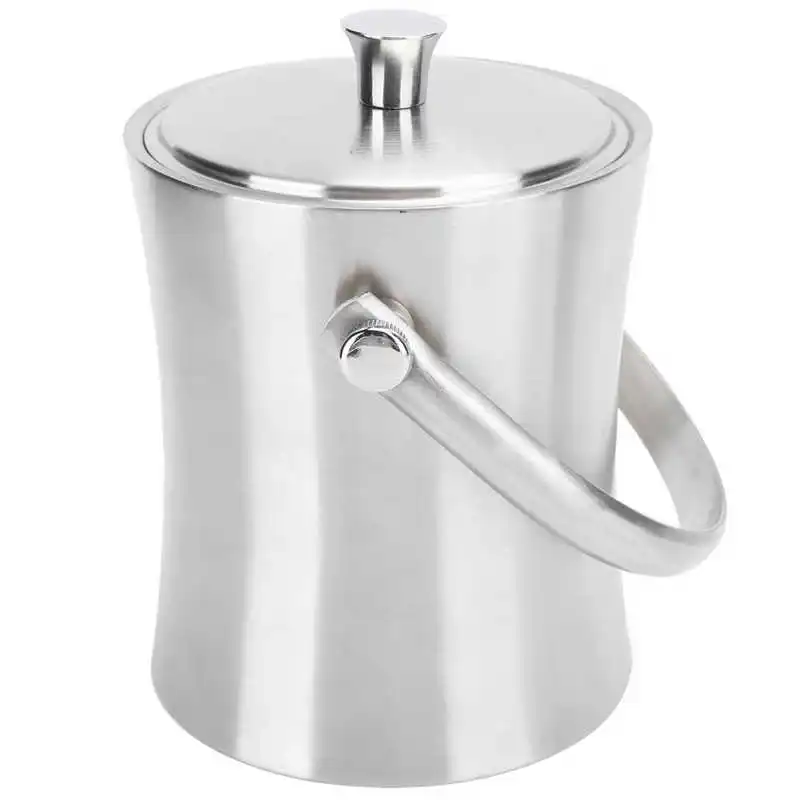 

Bar Club wine accessories Barware 1L Ice Bucket with Lid Clamp Double-Wall Stainless Steel Wine Champagne Barrel for Party Bar
