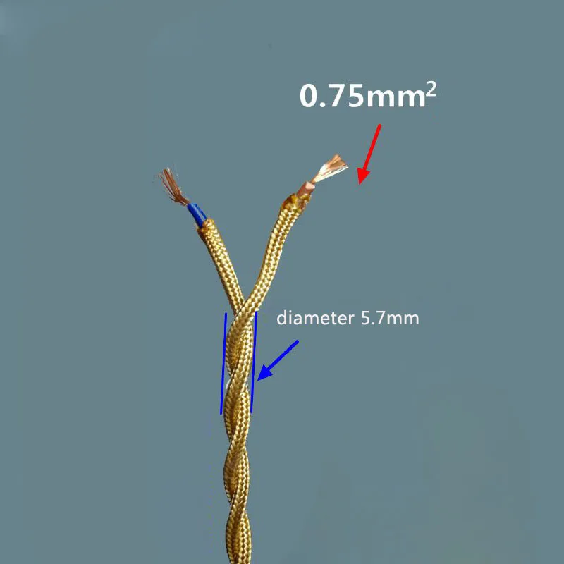 5 метров винтажная люстра плетеные электрические провода 2*0 75 мм двойной медный
