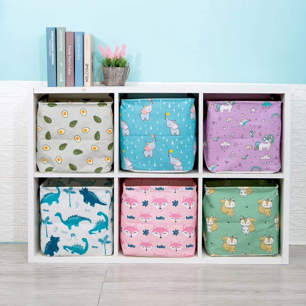 

Cube Folding Fabric Storage Basket Closet Organizador Clothes Storage Boxes Home Office Shelf Organizers For Kids Toys Organizer