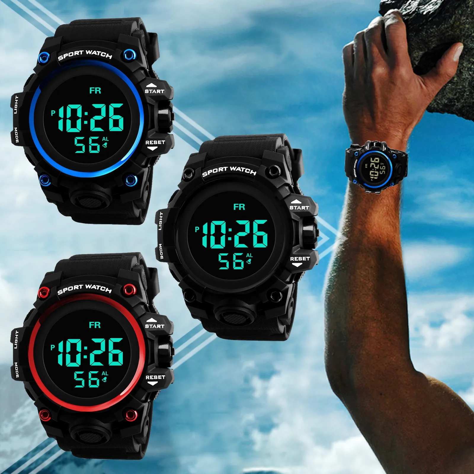 

Simple And Stylish Fashion Waterproof Men's Boy Lcd Digital Stopwatch Date Rubber Sport Wrist Watch Creative Fashion Gift