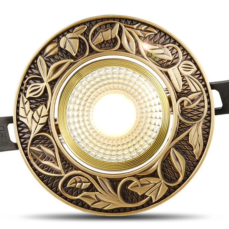 

Loft European Style Luxury Pure Copper 3W 5W COB Downlight LED Ceiling Lamp Indoor Light Cafe Store Hall FACTORY SALE