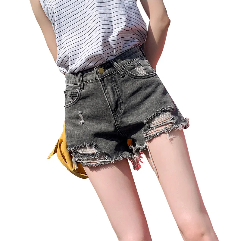 

2021Fashion Women Summer Tear Denim Shorts Jeans Women High Waisted New Sexy Push Up Tassel Casual Denim Shorts FC1127