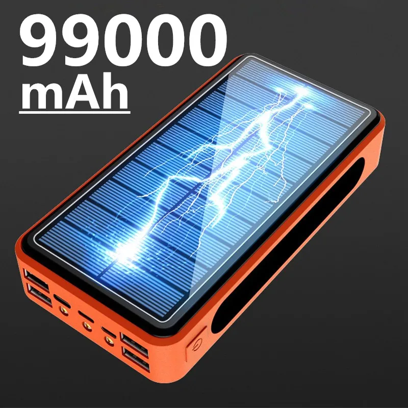 99000 мАч Солнечный батарейный блок Wireless Power Bank LED подсветкой портативный 4USB