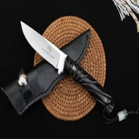 outdoor high hardness g10 knife survival straight knife fruit knife d2 steel knife collection camping tactical with cowhide case