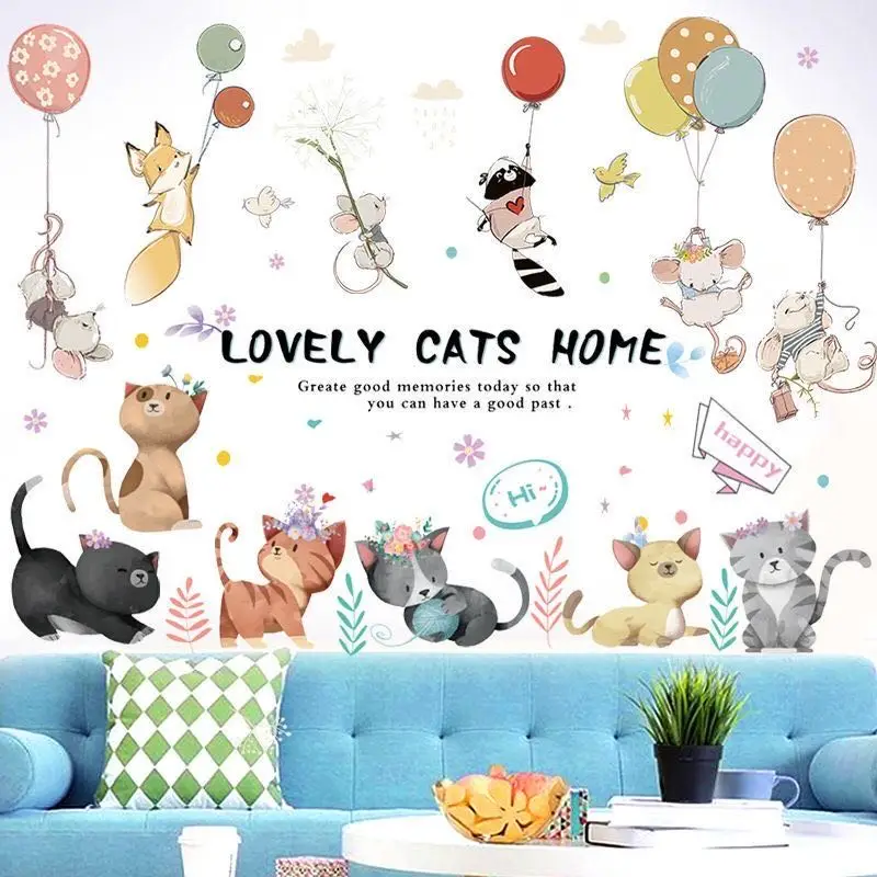 Мультяшные воздушные шары кролик наклейки на стену для детской комнаты спальни
