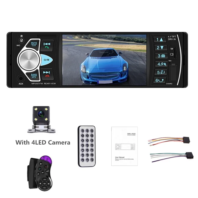 With 4LED Camera LTBFM Автомагнитола 1 Din " сенсорный 4022D Автомагнитола Автомобильная стерео Bluetooth Мультимедиа MP5 Автомобильный плеер Автомагнитола автомобильный аудио видео USB TF - Цвет: With 4LED Camera