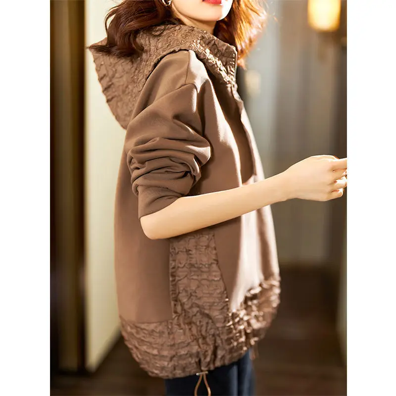 

Hooded sweater women's early spring 2021 fashion new women's splicing design top