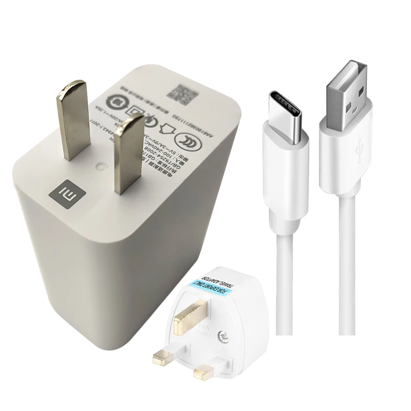 UK Charger and Cable Беспроводное зарядное устройство Xiaomi mi 9, 20 Вт, Макс., 15 В, умный адаптер быстрой зарядки, 27 Вт, 1 м, кабель type-C для Xiaomi mi 9 mi X 2S 3, для iPhone - Цвет: UK Charger and Cable
