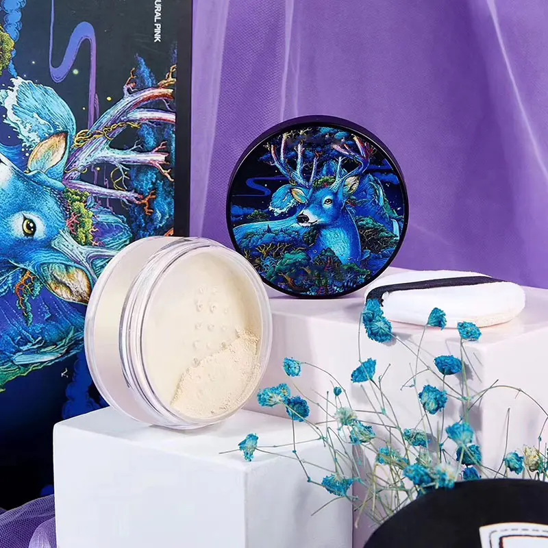 

2019 Hot 3pcs Starry Sky Deer Air Pad Loose Powder Mushroom Head Shape Puff Beauty Makeup Set New Women Girl Face Makeup t6