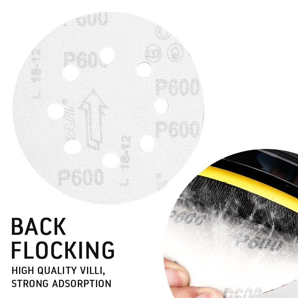 60 шт. 5 дюймов шлифовальные диски 8 отверстий наждачная бумага колодки Набор